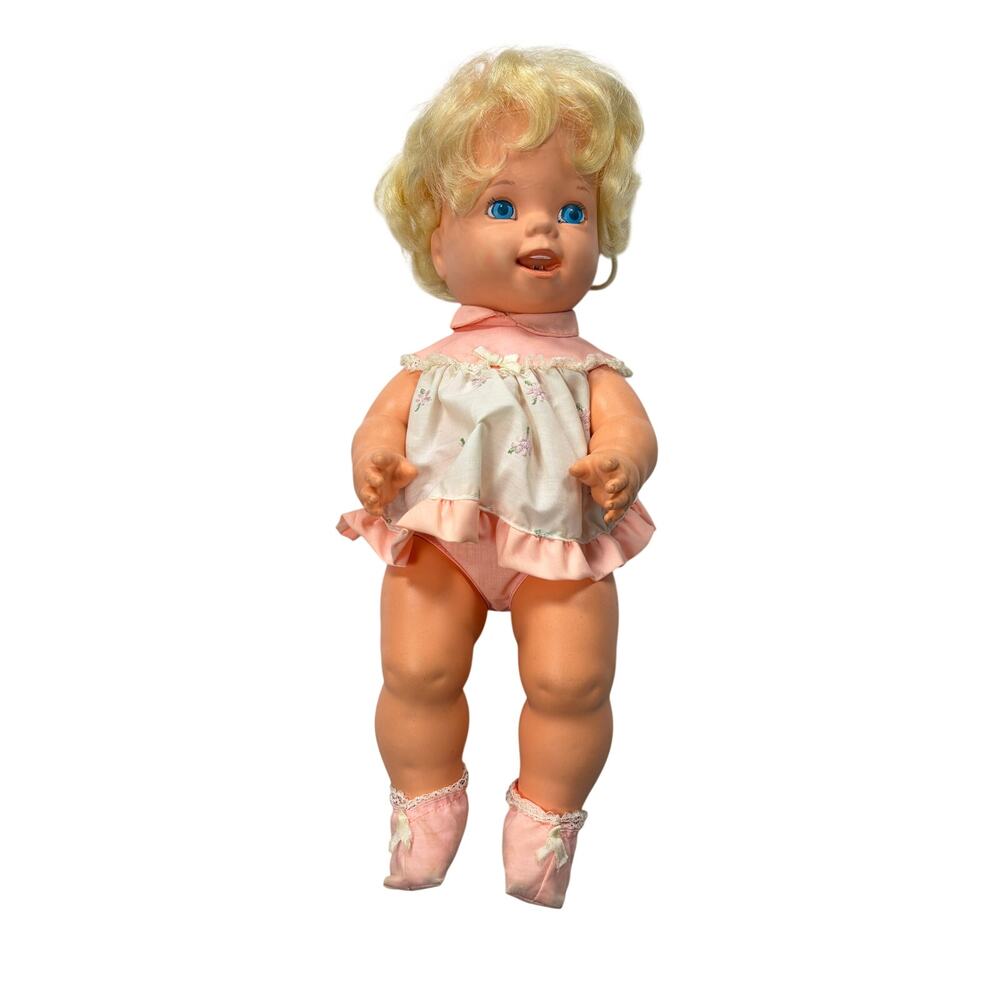 VTG Mattel Tearful Tender baby doll. 1971. original pink outfit, shoes. rubber